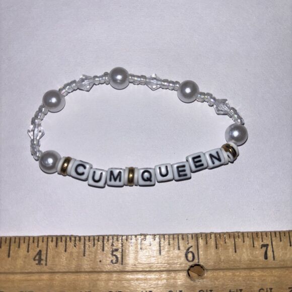 Multicolor “C*m Queen” Bracelet Adult Humor Beaded Handmade Naughty Accessories - Picture 3 of 3